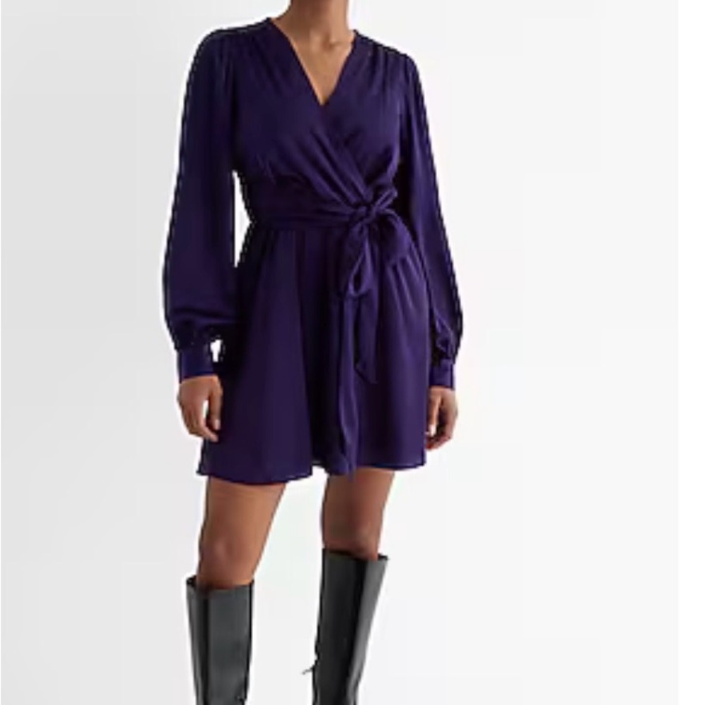 Express Long Sleeve Mini Dress in Dark Plum